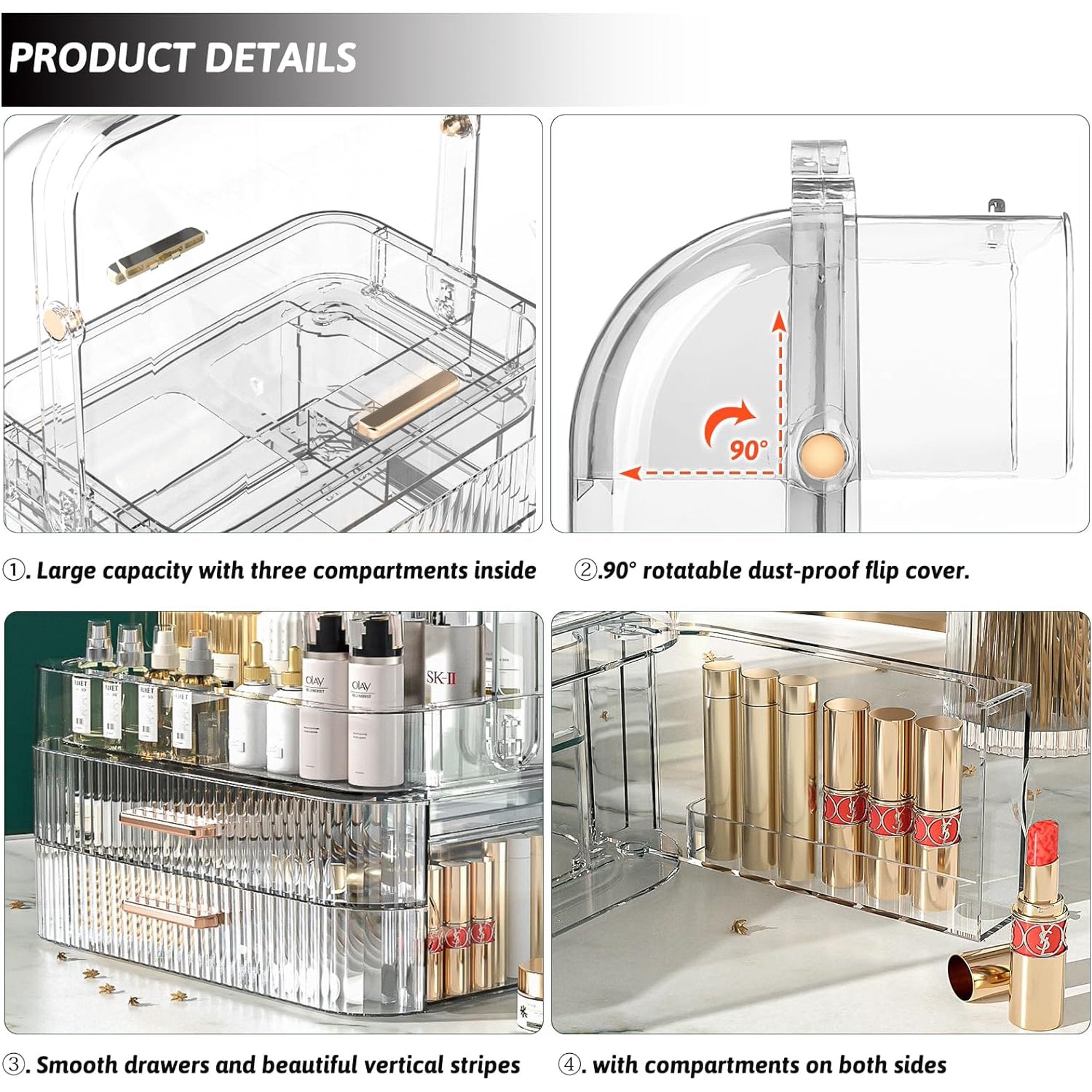Large Makeup Storage Organizer for Vanityمنظم مكياج ومستحضرات