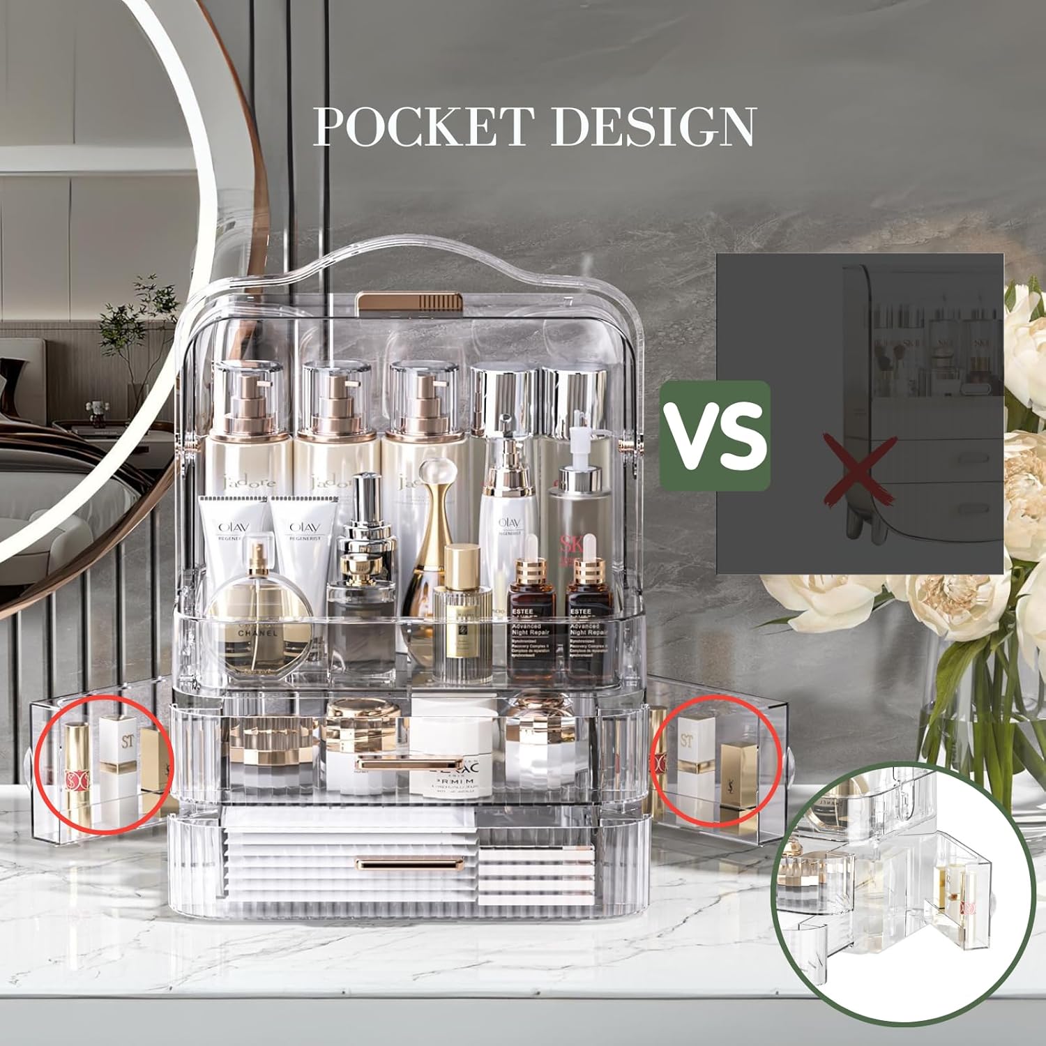 Large Makeup Storage Organizer for Vanityمنظم مكياج ومستحضرات