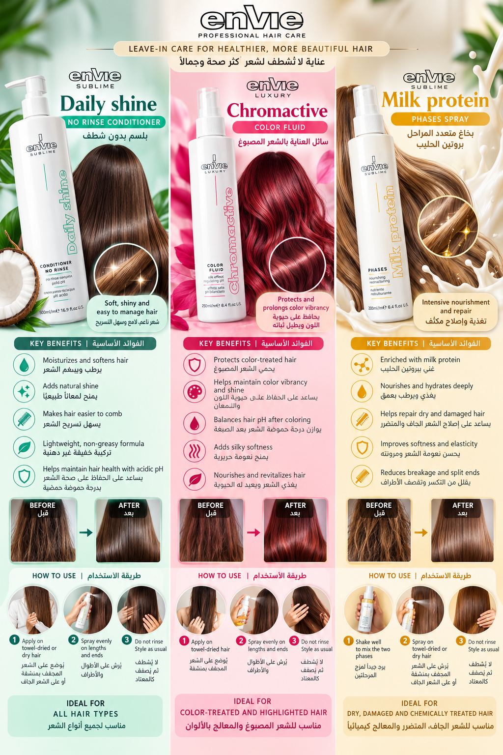 Luxury Chromactive Color Fluid Spray | Envie 🇮🇹للشعر المصبوغ والمعالج