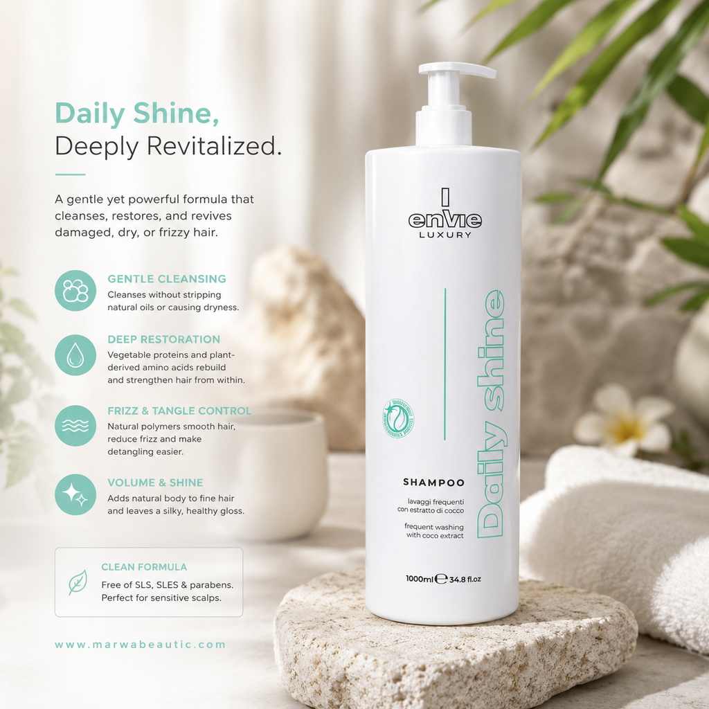 Envie Luxury Daily Shine shampoo 🇮🇹شامبو 💎 لشعر أكثر نعومة ولمعانًا كل يوم.