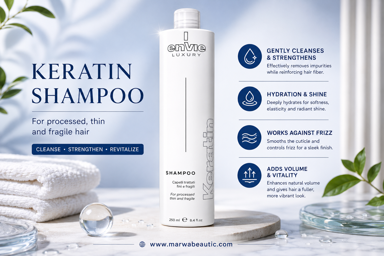 Envie Luxury Keratin Thin & Fragile Shampoo |  شامبو بالكيراتين للشعر الضعيف 🇮🇹والخفيف
