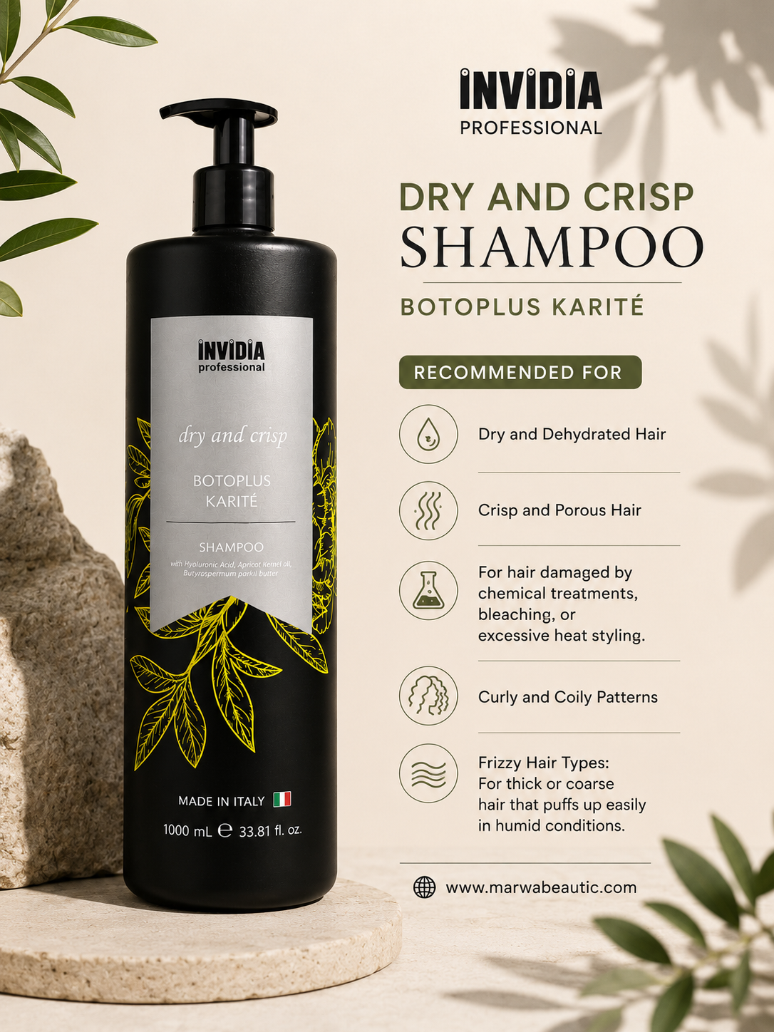 Professional Botoplus Karité shampoo for dry hair | Invidia 🇮🇹 شامبو للشعر الجاف المتعب والكيرلي