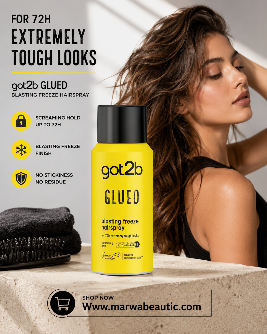 got2b Schwarzkopf glued plating freeze hairspray سبراي تثبيت قوي جدًا