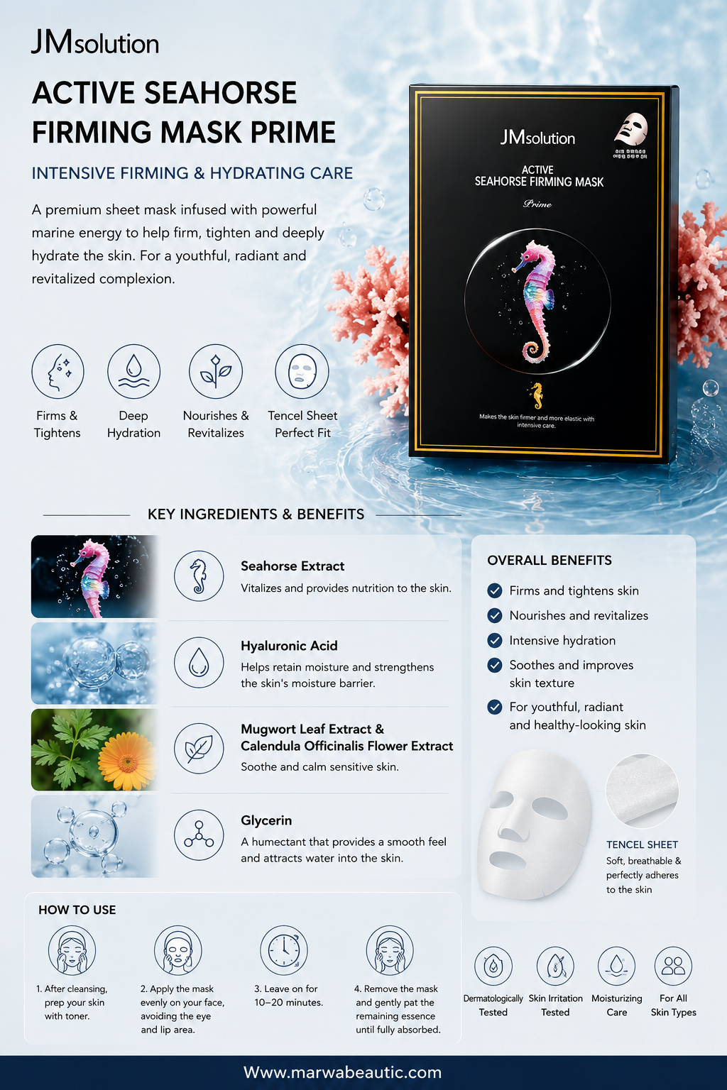 Active Seahorse Firming Sheet Mask Prime | JMsolutionماسك فرس البحر