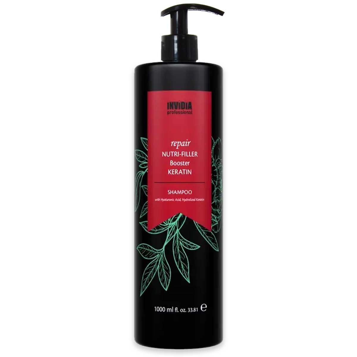 Nutri-filler booster keratin shampoo | Invidia شامبو للشعر التالف والهش