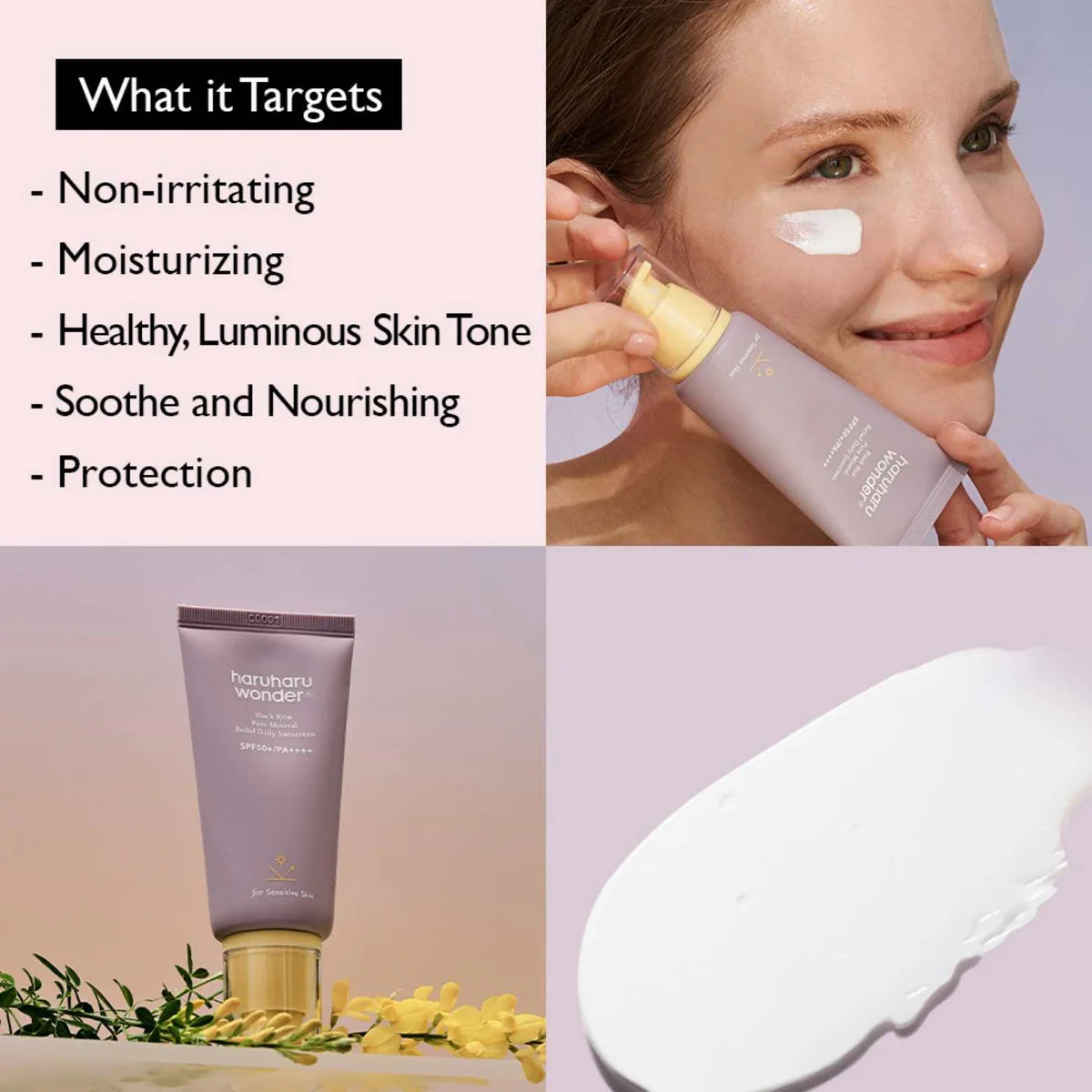 Black Rice Pure Mineral Relief Daily Sunscreen SPF50+ | Haruharu Wonderواقي شمس