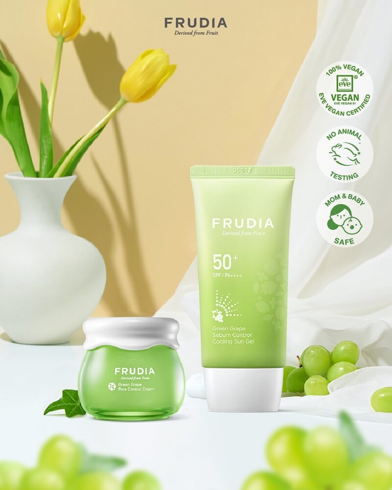 Green Grape Sebum Control Cooling Sun Gel SPF50+| Frudia واقي شمس