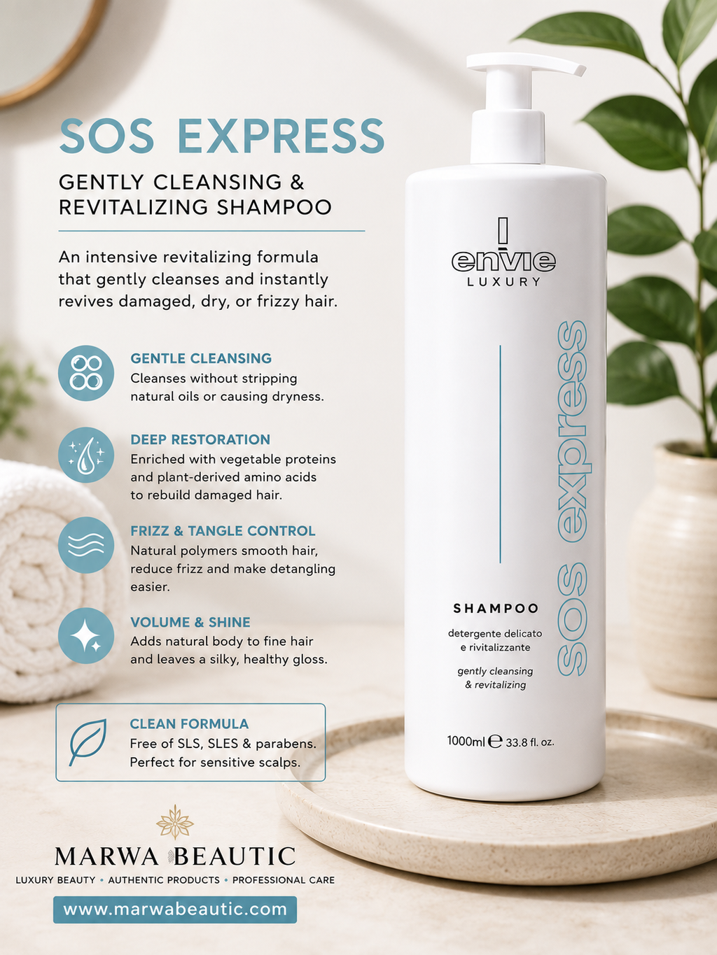 Envie Sublime SOS Express Shampoo |🇮🇹شامبو مغذي للشعر خالي من سلفات