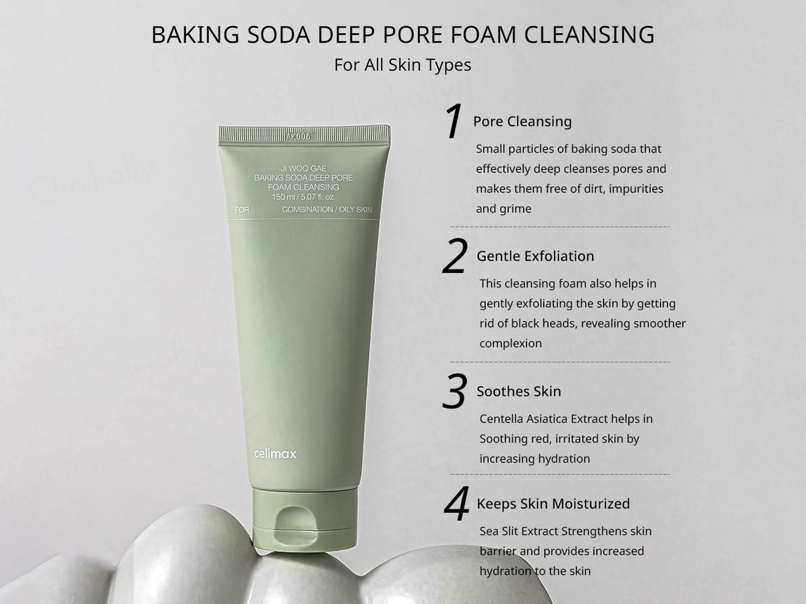 Baking Soda Jiwoogae Foam Cleanser, Deep Pore Purifying & Oil-Control Face Wash | Celimax