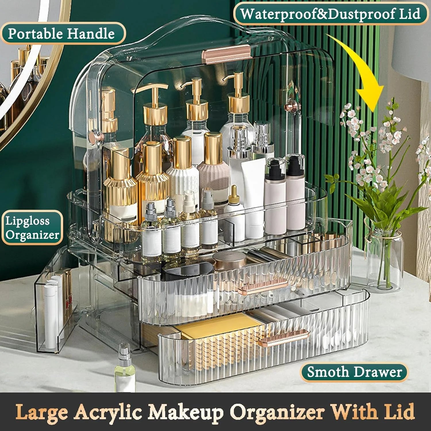 Large Makeup Storage Organizer for Vanityمنظم مكياج ومستحضرات